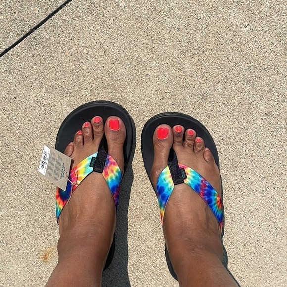 Chaco Chillos Flip Flop Sandals Dark Tie Dye Black  Rainbow shoe Men’s size 10 main image 10